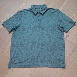 Travis Mathew Golf Polo Shirt Men's sz L Green Leaves Short Sleeve Polo Shirt